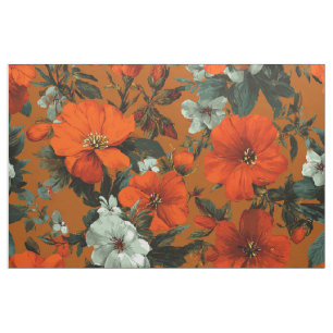 Rustieke Oranje Groene Botanische Krachtige Vintag Stof