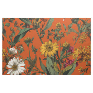 Rustieke Oranje Groene Botanische Krachtige Vintag Stof