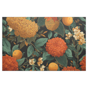 Rustieke oranje groene botanische vette vintage bl stof