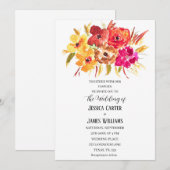 Rustieke Oranje Herfst Boho Bohemian Bloemen Bruil Kaart (Voorkant / Achterkant)