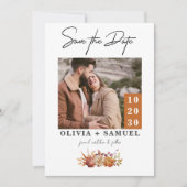 Rustieke Oranje herfst foto bruiloft Save the Date Kaart (Voorkant)