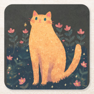 Rustieke oranje kat  kartonnen onderzetters