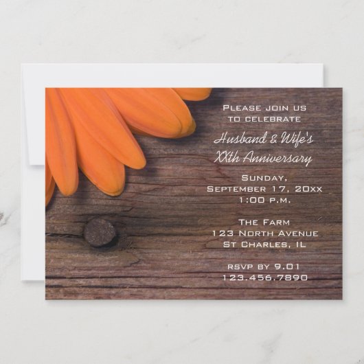 Rustieke Oranje Madeliefjes Huwelijksjubileum Fees Kaart (Voorkant)