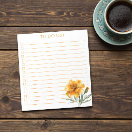 Rustieke Oranje Marigold Takenlijst Leraar Cadeau Notitieblok