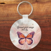 Rustieke Oranje Monarch Vlinder met Gezegde Sleutelhanger (Voorkant)