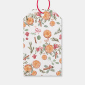 Rustieke Oranje Pine Bloemen Waterverf Kerst Cadeaulabel (Achterkant)