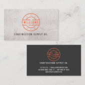 Rustieke Oranje stempel op Grijze Woodgrain constr Visitekaartje (Voorkant / Achterkant)