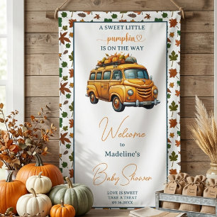 Rustieke Oranje Vrachtwagen Kleine Pompoen Baby Sh Spandoek