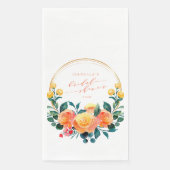 Rustieke Oranje Waterverf Bloemige Bruidsdouche Servet (Voorkant)
