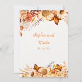 Rustieke Oranje Witte Bloemen Boho Crème Witte Tro Kaart (Achterkant)