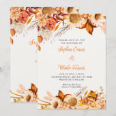 Rustieke Oranje Witte Bloemen Boho Crème Witte Tro Kaart (Voorkant / Achterkant)