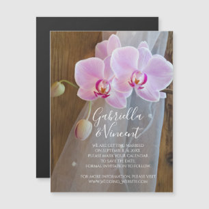 Rustieke Orchidee Elegantie Trouw 'Save the Date' Magnetische Uitnodiging