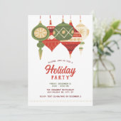 Rustieke Ornamenten Holiday Party Flat Holiday Kaa Feestdagenkaart (Staand voorkant)