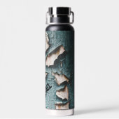 Rustieke oude blauwe groene verf hout Aangepaste n Waterfles (Achterkant)