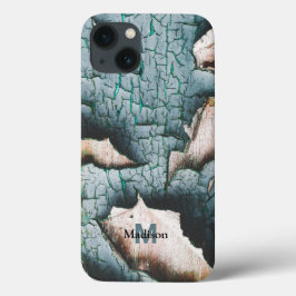 Rustieke oude blauwe groene verf houten op maat ge Case-Mate iPhone case