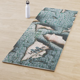 Rustieke oude blauwe groene verf houten op maat ge yogamat