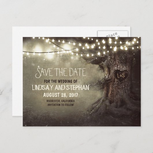 rustieke oude boom bewaar de datum briefkaarten (Voorkant / Achterkant)