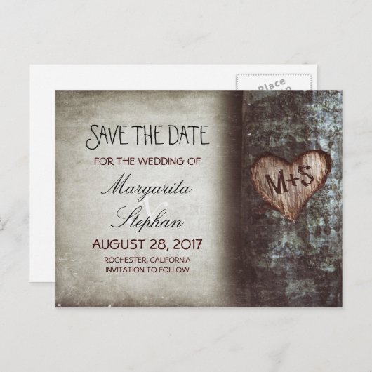 rustieke oude boom bewaar de datum briefkaarten (Voorkant / Achterkant)