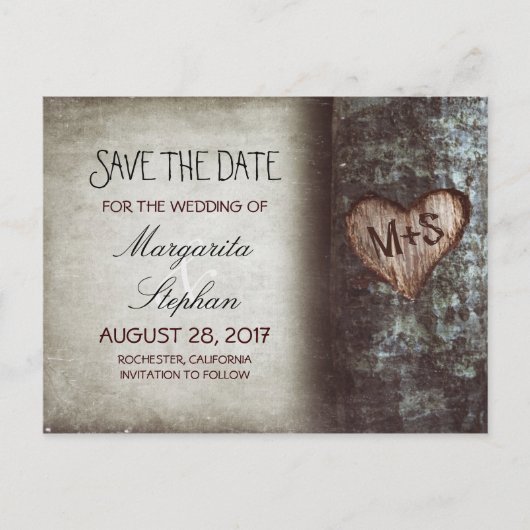 rustieke oude boom bewaar de datum briefkaarten (Voorkant)