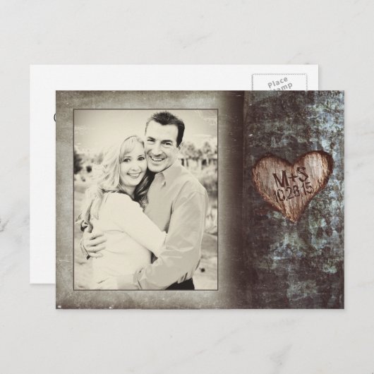 rustieke oude boom FOTO bewaar de datum briefkaart (Voorkant / Achterkant)