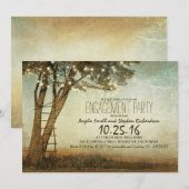Rustieke oude boom & string lichten verlovingsfees kaart (Voorkant / Achterkant)