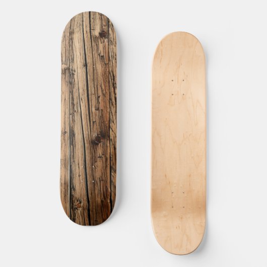 Rustieke oude eiken houten wagenplanken persoonlijk skateboard (Voorkant)