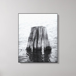 Rustieke oude houten berichten op Pier Canvas Afdruk