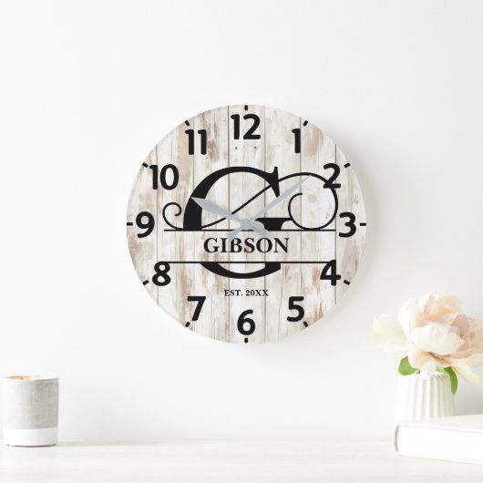 Rustieke Oude Houten G Monogram Grote Klok (Huis)