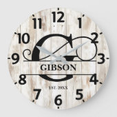Rustieke Oude Houten G Monogram Grote Klok (Voorkant)