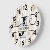 Rustieke Oude Houten J Monogram Grote Klok (Hoek)