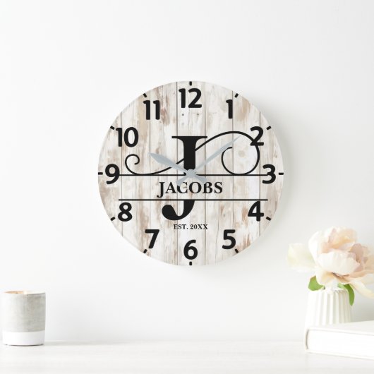 Rustieke Oude Houten J Monogram Grote Klok (Huis)