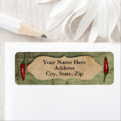 Rustieke oude houten rode paprika's etiket (Insitu)