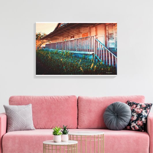 Rustieke Oude Land Schuur Porch  Canvas Afdruk (Insitu (Woonkamer))