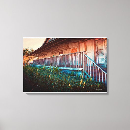 Rustieke Oude Land Schuur Porch Canvas Afdruk (Voorkant)