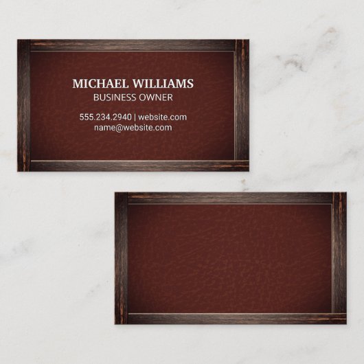 Rustieke Oude Lijst | Leerverbinding Visitekaartje (Voorkant / Achterkant)