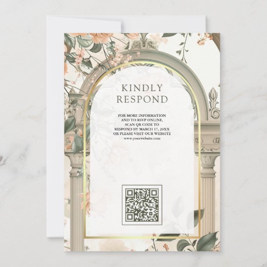 Rustieke Oude Mughal Arch Bloemen Moslim Bruiloft Kaart (Achterkant)