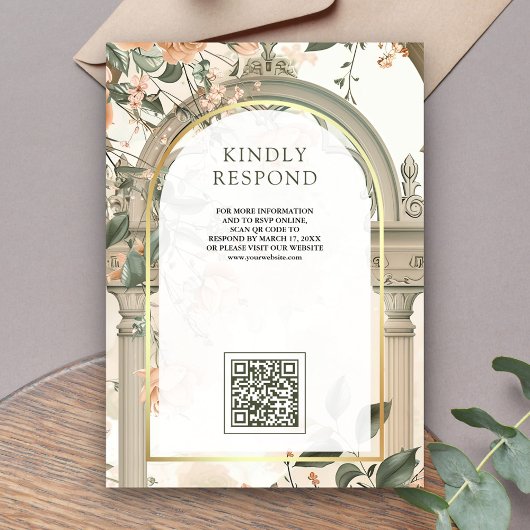 Rustieke Oude Mughal Arch Bloemen Moslim Bruiloft Kaart