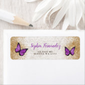 Rustieke Oude Paarse Gouden Vlinder Etiket (Insitu)