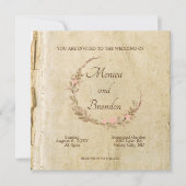  rustieke oude papier bloemenbruiloft kaart (Voorkant)