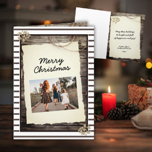 Rustieke Oude Papier Houten Scriptie Kerst Foto Feestdagen Kaart