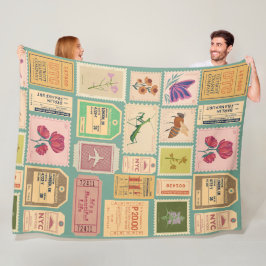  rustieke oude postzegels en cenima tickets fleece deken