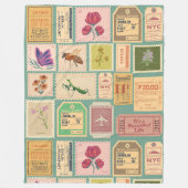  rustieke oude postzegels en cenima tickets fleece deken (Voorkant)