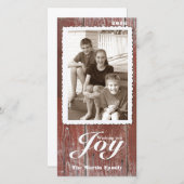 Rustieke Oude Rode Houten Kerst Foto Feestdagenkaart (Voorkant / Achterkant)