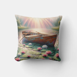 Rustieke oude roeiboot in Water Lilys Kussen