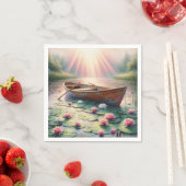 Rustieke oude roeiboot in waterlelies servet (Insitu)