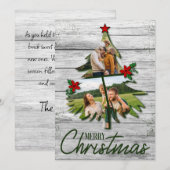 Rustieke oude schuur hout kerstboom foto feestdagenkaart (Voorkant / Achterkant)