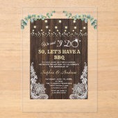 Rustieke oude schuur kant eucalyptus ik doe BBQ na Acryl Uitnodigingen (Voorkant)