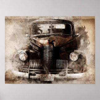 Rustieke oude vintage auto poster