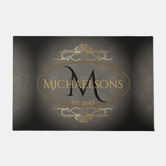 Rustieke Oude Wereld Elegantie Naam | INITIAAL | J Deurmat (Voorkant)