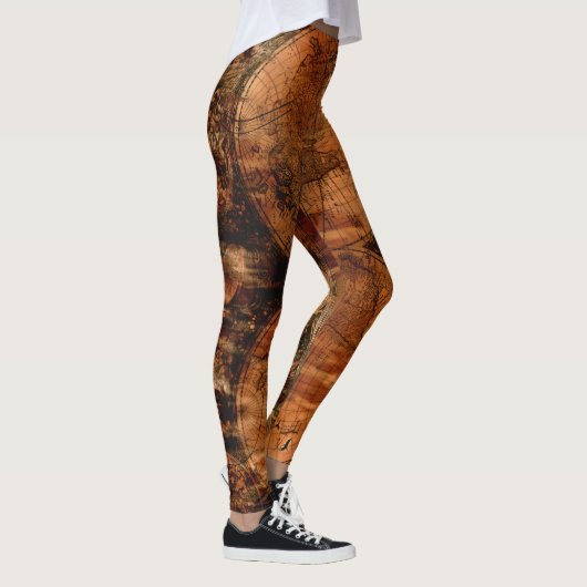 Rustieke  Oude Wereldkaart Leggings (Rechts)